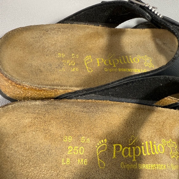 Papillio Blue Birkenstock Cork Footbed Vegan Leather 2 Strap Sandals - Picture 8 of 9